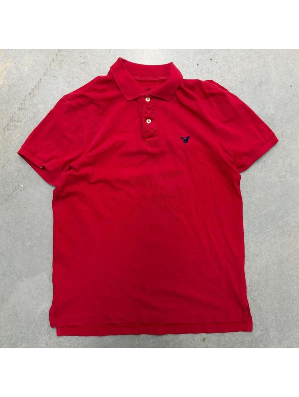 2000s Mens Red American Eagle Outfitters Cotton Polo Shirt Sized Medium